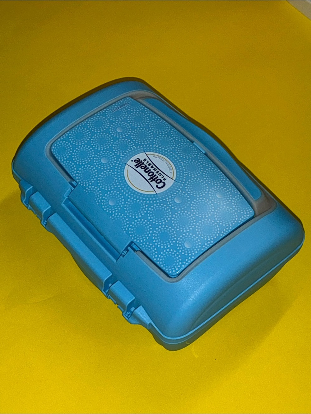 Cottonelle Last Word Logo Print Top Pop-Up Dispenser Blue Fruit Punch w/ circles